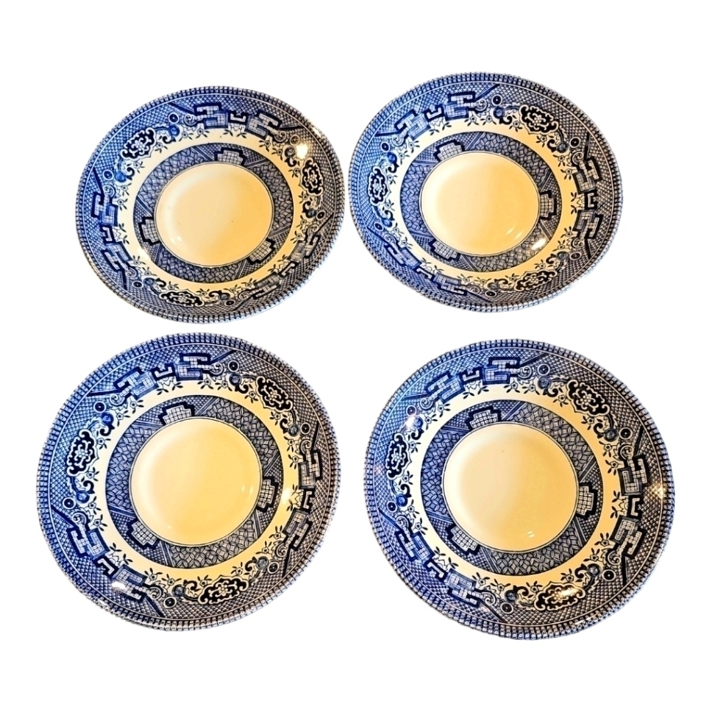 4 VTG Vintage Churchill Blue Willow Saucer - Made in England 5.5"